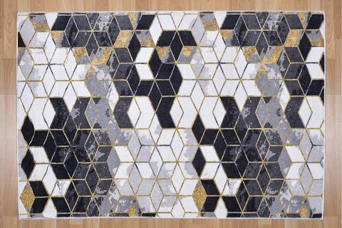 YIKANABİLİR SİYAH PETEK DESEN HALI 100X150
