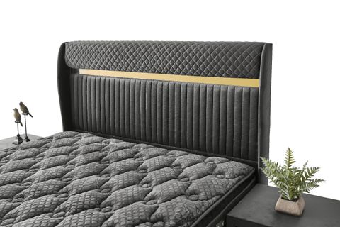 PLATINUM BAZA BAŞLIK YATAK SETİ, GRİ, 160X200