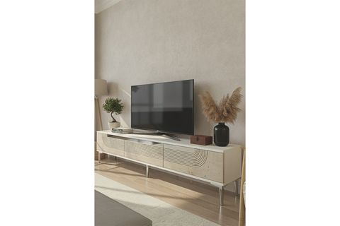 MEYRA TV SEHPASI, BEYAZ TRAVERTEN SİLVER, 180 CM, TSA1805BTS