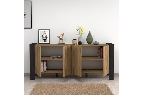 MERKÜR 4 KAPAKLI KONSOL CEVİZ-SİYAH 180 CM