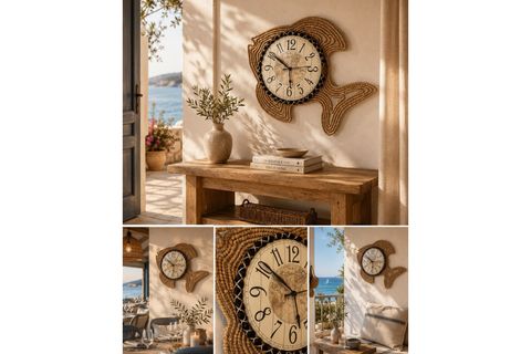 MARİN BALIK DUVAR SAATİ, 50 CM