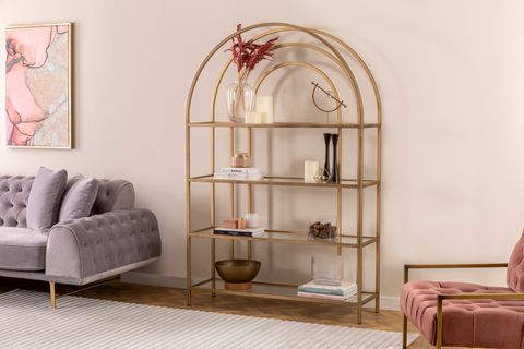 LOLA CURVE METAL KİTAPLIK, 4 RAFLI, PİRİNÇ