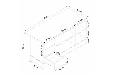 ALVİNKA 180 CM MBR_C ADA MUTFAK DOLABI, BEYAZ ANTRASİT MDF