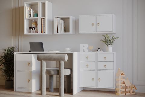 MİNİMALİST ÇALIŞMA MASASI, 6 KAPAK 4 ÇEKMECE