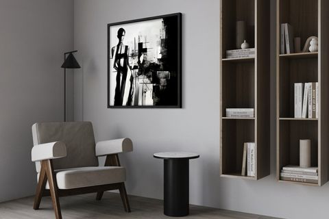 AHŞAP TRAVERTEN DOKULU SOYUT TABLO, BLACK TONE