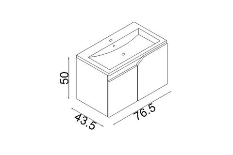 TETA HOME NAPOLİ BANYO LAVABOLU ALT DOLAP, ANTRASİT BEYAZ, 80CM