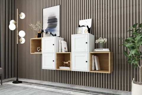 RAFLI KAPAKLI DUVAR RAFI, MEŞE BEYAZ, 170 CM, DVR-1116