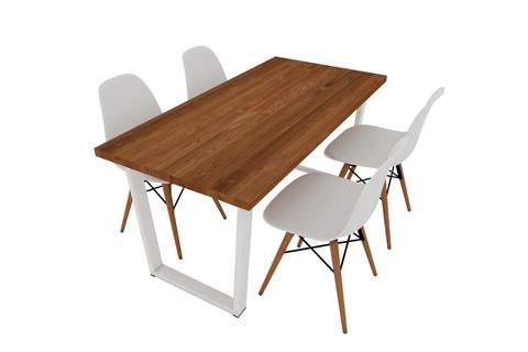 WOODESK HAYAL MASİF SANDALYELİ MASA TAKIMI, TİK RENK, 180X80, CPT7323-180