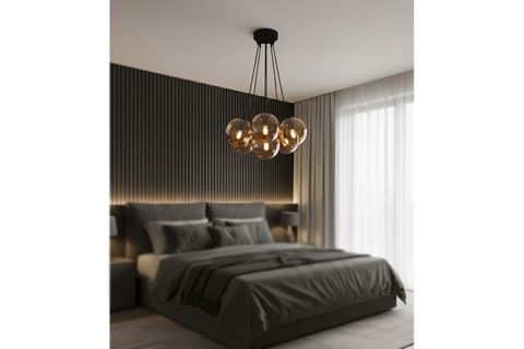 GLASS WORLD AVİZE, SİYAH BAL, ALTILI