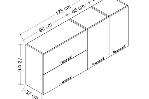 MİNAR 175 CM MUTFAK DOLABI BEYAZ 175-B2-ÜST MODÜL