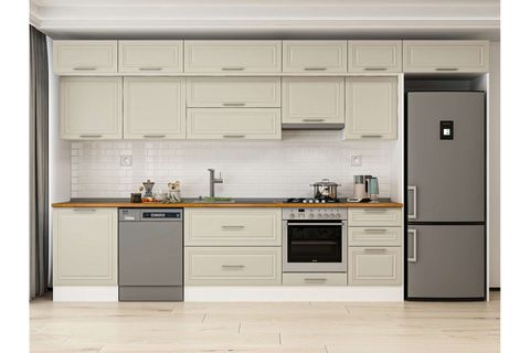 ALVİNKA 400X240 CM KLASİK MEBRAN MUTFAK DOLABI, MB E90S60S50 1 MEBRAN KUMTAŞI MDF