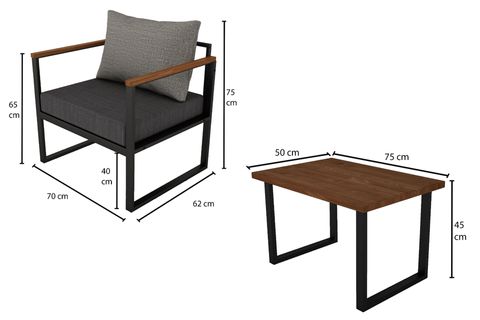 WOODESK NATURE TEKLİ BAHÇE TAKIMI, GRİ, CPT5502-70