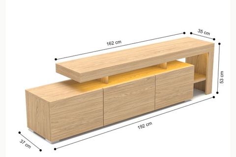 LUMA LED IŞIKLI TV ÜNİTESİ, KONSOL  MEŞE DESEN, 192 CM