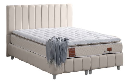 NARVA BAZA BAŞLIK VE REAL PEDLİ YATAK SETİ, KREM, 90X190