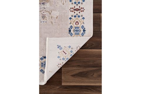 KOZA NOSTALGİA KREM MAVİ SALON HALISI A3011D, 100X300