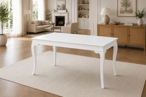 RUSTİK SABİT MUTFAK MASASI, 110 CM, BEYAZ