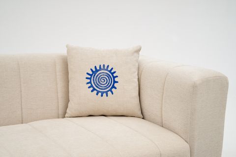 AOZORA KARE KIRLENT, ETNİK MAVİ GÜNEŞ DESEN, 50X50