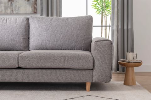 MERLİN MİNİ KÖŞE KOLTUK, NATUREL AYAK, FİTİLLİ KOL, ŞÖNİL KUMAŞ, MAVİ GRİ