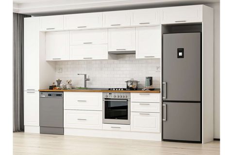 ALVİNKA 390X240 CM KLASİK MEBRAN MUTFAK DOLABI, MBB E90B40S60 1 MEBRAN BEYAZ SUNTALAM
