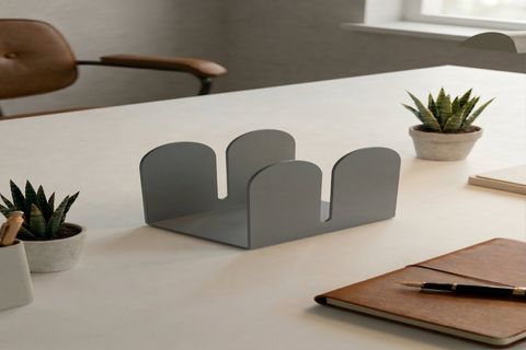 GALVANİZ METAL MASAÜSTÜ KİTAPLIK, CAM GRİ, 10X10X10 CM
