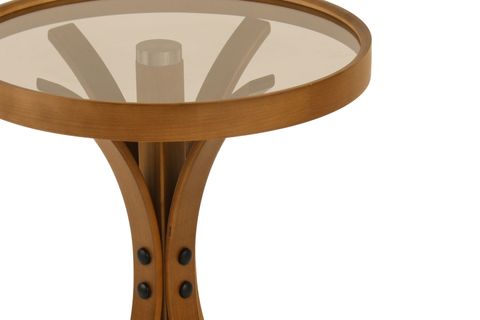 PALM ÜÇLÜ ZİGON SEHPA, CEVİZ BRONZ CAM