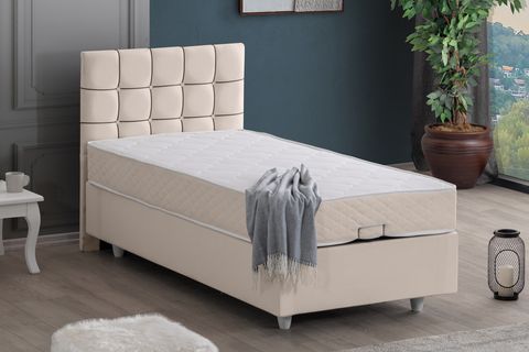 TAVİRA BAZA BAŞLIK VE YATAK SETİ, KREM 140X190