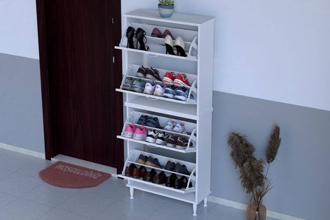 UMAY İKİLİ AYAKLI 72 CM 4 DÜŞER KAPAKLI AYAKKABILIK, BEYAZ