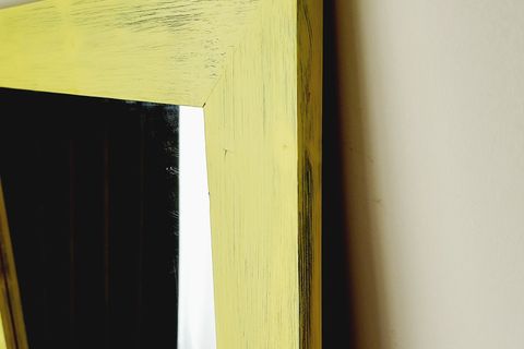 DFN WOOD MASİF AHŞAP DİKDÖRTGEN DEKORATİF AYNA, SARI, 160X70