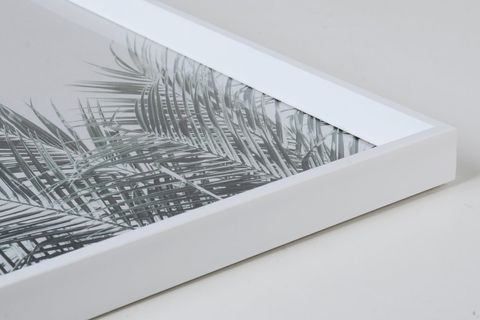 MODERN MAVİ ÇİÇEKLİ ÜÇLÜ TABLO SETİ, BEYAZ ÇERÇEVE, 33X48