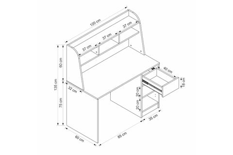 ORİNA ÇALIŞMA MASASI, BEYAZ DERİN SEPET