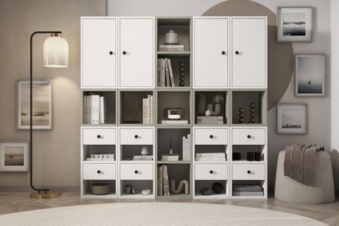 ZARA DÜZENLEYİCİ KİTAPLIK SALON KONSOL DOLAP BEYAZ YEŞİL PNR KTP 1098