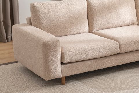 MERLİN MİNİ KÖŞE KOLTUK, CEVİZ AYAK, KALIN KOL, RECYCLED KUMAŞ, CAPPUCİNO