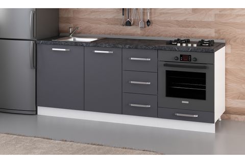 MİNAR 205 CM MUTFAK DOLABI BEYAZ ANTRASİT 205-A3-ALT MODÜL