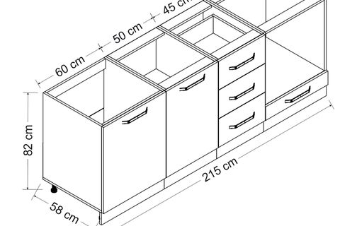 MİNAR 215 CM MUTFAK DOLABI BEYAZ 215-B3-ALT MODÜL