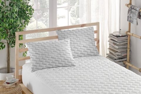 YATAK KORUYUCU ALEZ VE KILIF TAKIMI, PAMUKLU, KAPİTONELİ, FITTED, BEYAZ, 140X190