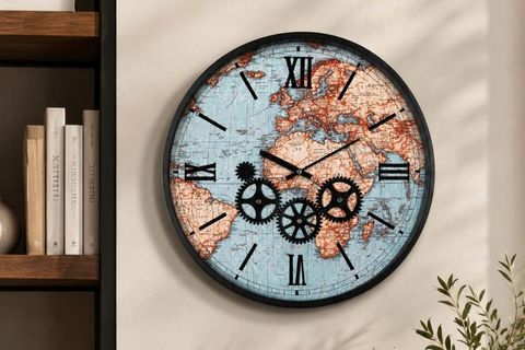 MUYİKA ATLAS DUVAR SAATİ, RENKLİ ÇARKLI, 47 CM