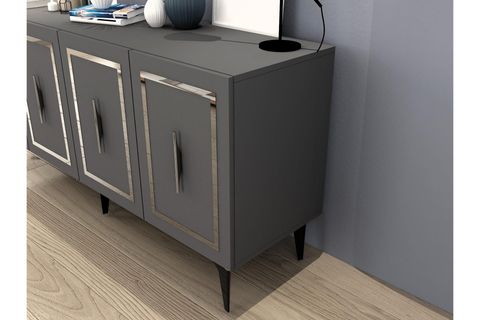 VANNESSA LAZER DESENLİ PLEKSİLİ KONSOL, ANTRASİT GÜMÜŞ