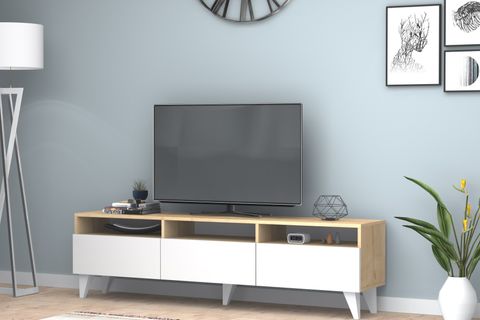 DELUXE TV ÜNİTESİ, MEŞE BEYAZ, 180 CM