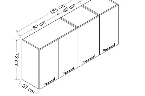 MİNAR 165 CM MUTFAK DOLABI BEYAZ 165-B1-ÜST MODÜL