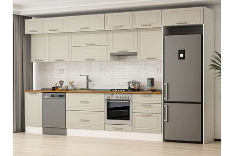 ALVİNKA 385X240 CM KLASİK MEBRAN MUTFAK DOLABI, MB E80S45S60 1 MEBRAN KUMTAŞI SUNTALAM