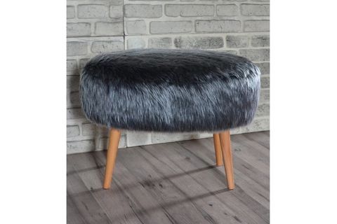 VALENTE OVAL PELUŞ PUF, ANTRASİT