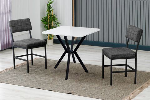 NOVA MUTFAK MASA TAKIMI, 2 SANDALYE, SİYAH, 70X70 CM, ANTRASİT