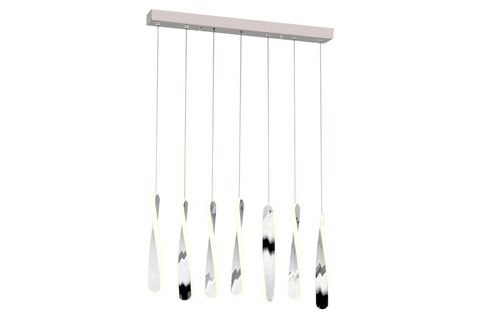 KIVRIM SEKİZLİ SIRALI LED AVİZE, KROM