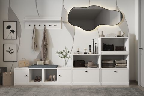 LUNA RAFLI ASKILIKLI PUFLU BEYAZ VESTİYER ÇITASIZI 259 CM VST 1094 Ç