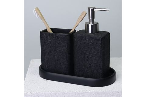 LİNEN BANYO SETİ, SİYAH
