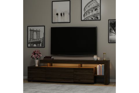 BELİZ LED IŞIKLI TV SEHPASI, CEVİZ