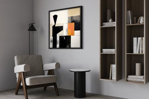 AHŞAP TRAVERTEN DOKULU SOYUT TABLO, BLACK VERTICAL