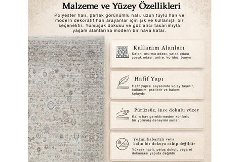 PERUS ANTİBAKTERİYEL DOKUMA HALI, BEJ 10201 160X230 CM