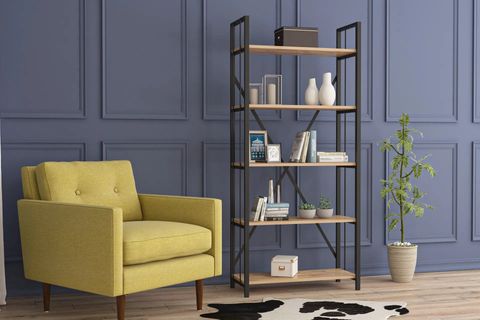 AKASYA LUX 5 RAFLI METAL KİTAPLIK, ÇAM