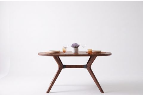 NORA CEVİZ RENGİ OVAL MASA TAKIMI, 80X130